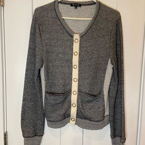 Sisters adorable black/cream snap front cardigan Size Large